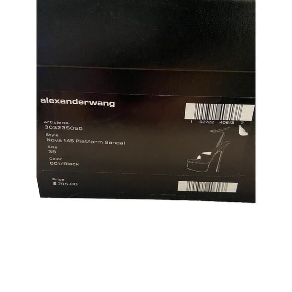 Alexander Wang Nova 145 Platform Sandals Studded Ankle Strap Leather Black Sz 38 - Picture 13 of 13